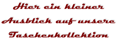 Hier ein kleiner  Ausblick auf unsere  Taschenkollektion